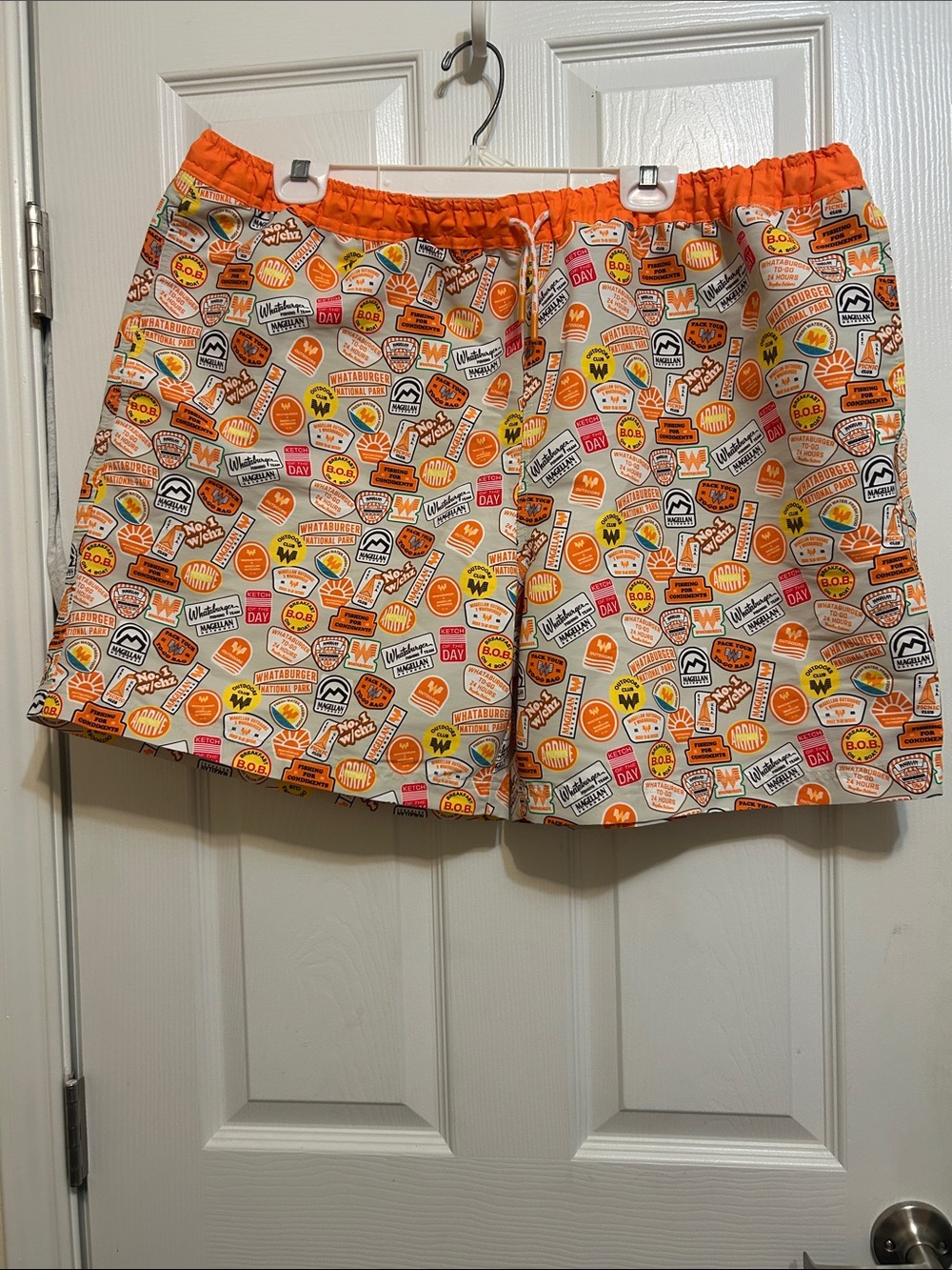 Magellan/Whataburger Outdoors Orange and White Patch Badge Shorts 2xl